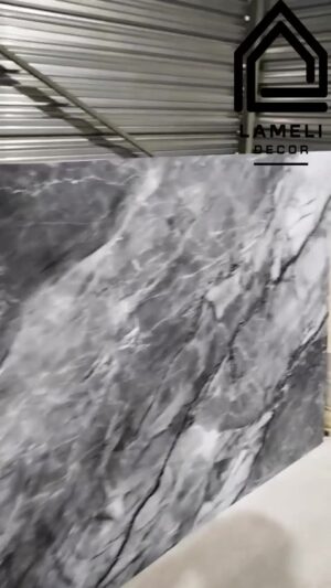 Гибкий мрамор SPC LameliDecor антивандальная фактурная полуматовая серо-голубая SPCM027 3 мм